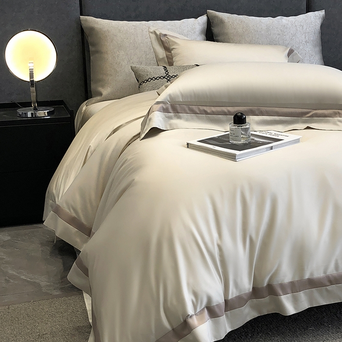 91家纺网 家纺一手货源 找家纺 涞澳家纺 2025新款80天丝棉四件套-凯瑟琳系列 凯瑟琳-燕麦奶