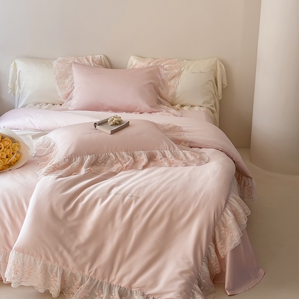 涞澳家纺 2025新款亲肤舒适天丝棉四件套-云初系列 云初-温柔粉