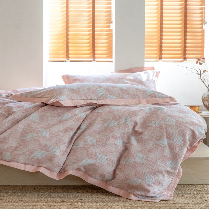 91家纺网 家纺一手货源 找家纺 （总）璞素2025新款全棉色织三层纱四件套