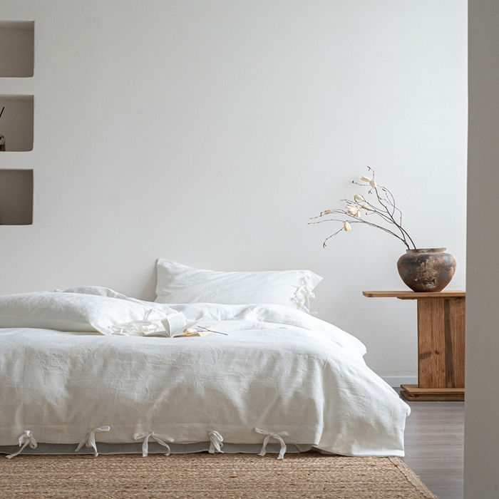 91家纺网 家纺一手货源 找家纺 璞素2025新款全棉色织三层纱四件套-半谷·清荷 清荷