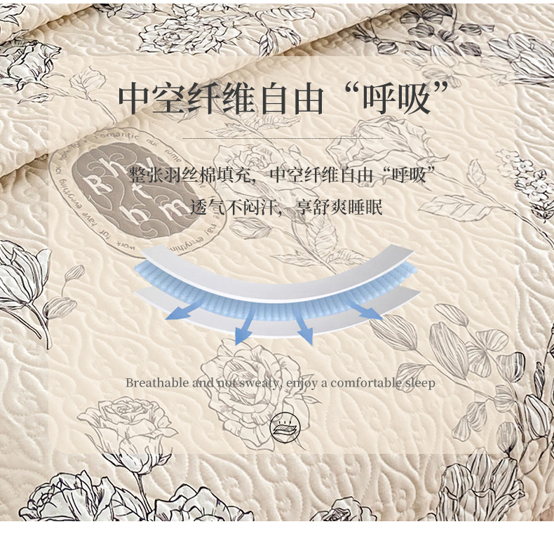 91家纺网 家纺一手货源 找家纺 梦精灵家纺 2025新款简约款直角全棉印花单被套 宁静花开