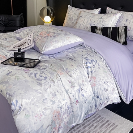 91家纺网 家纺一手货源 找家纺 （总）梦幻之城 2025新款水洗真丝数码印花简易款四件套