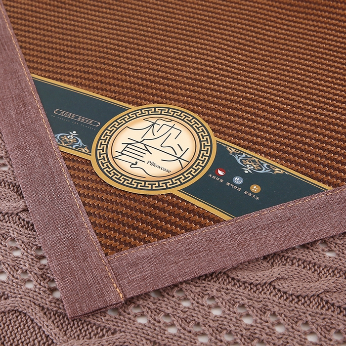 91家纺网 家纺一手货源 找家纺 小牛席业 2025新款A夏凉枕套系列 角标冰藤凉枕套（黑咖）