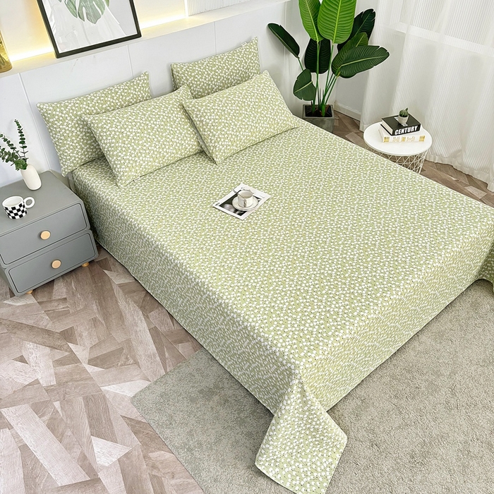 91家纺网 家纺一手货源 找家纺 伊而梦蚊帐 2025新款原棉老粗布床单 绿棉花