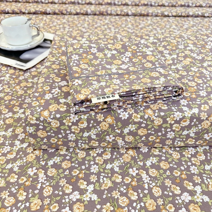 91家纺网 家纺一手货源 找家纺 伊而梦蚊帐 2025新款A类老粗布抗菌床单 秋蕊香-咖