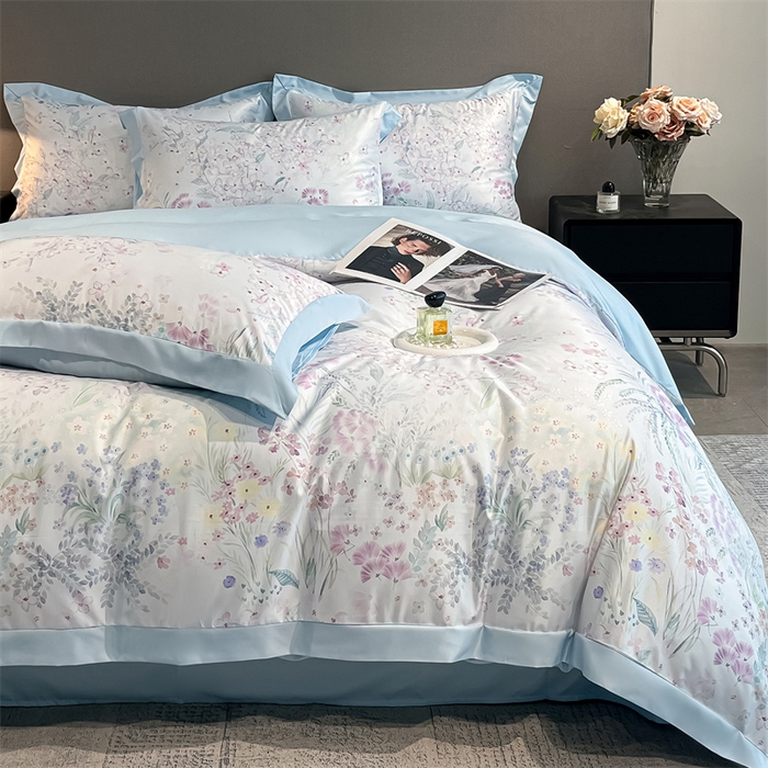 91家纺网 家纺一手货源 找家纺 笙意家纺 2025新款水洗冰丝数码印花宽边四件套 思绪