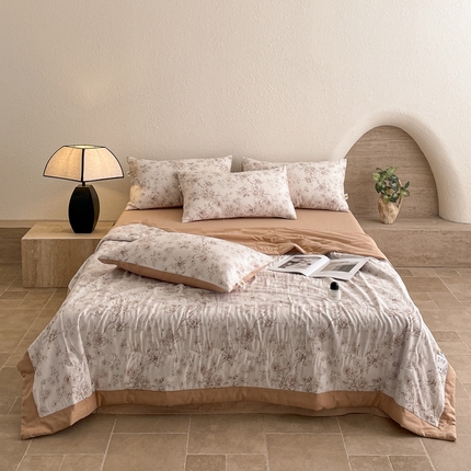 91家纺网 家纺一手货源 找家纺 （总）慕晨 2025新款全棉双层纱四件套莱赛尔夏被莱赛尔夏被四件套天丝夏凉被直播