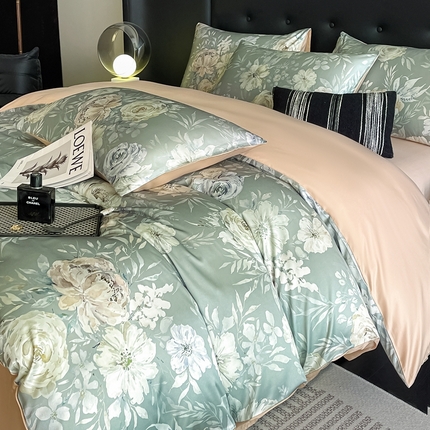 91家纺网 家纺一手货源 找家纺 （总）梦幻之城 2025新款水洗真丝数码印花简易款四件套