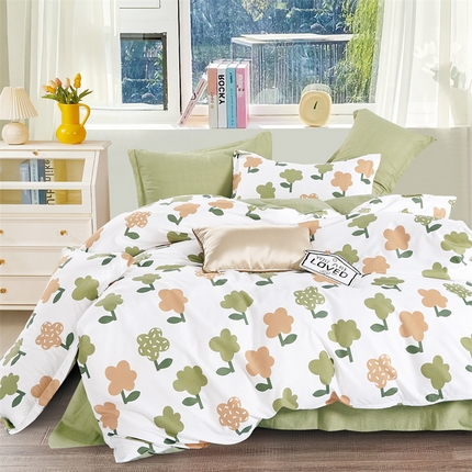 91家纺网 家纺一手货源 找家纺 （总）畅畅家纺 2025新款春夏活性小清新印花云锦棉四件套