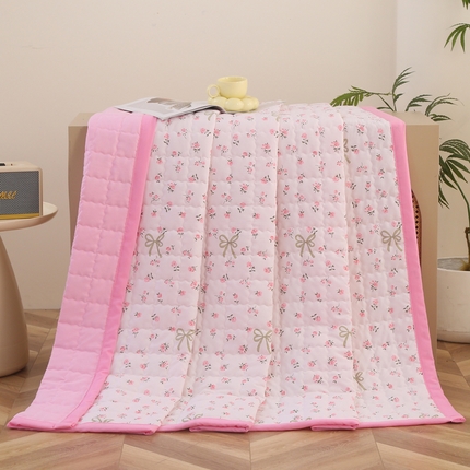被多多被业  2025新款小清新印花小竺棉多针绗绣夏凉被 蝴蝶结