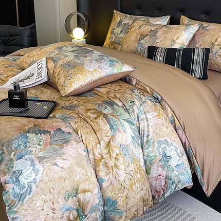 91家纺网 家纺一手货源 找家纺 （总）梦幻之城 2025新款水洗真丝数码印花简易款四件套