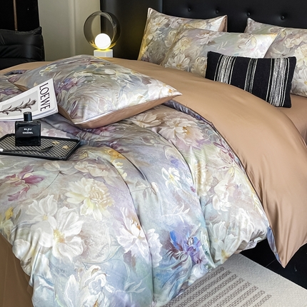 91家纺网 家纺一手货源 找家纺 （总）梦幻之城 2025新款水洗真丝数码印花简易款四件套