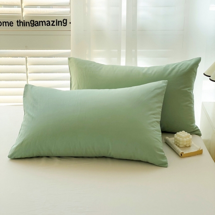 91家纺网 家纺一手货源 找家纺 漫时光 2025新款A类40s纯棉水洗棉单品系列-单枕套 薄荷绿