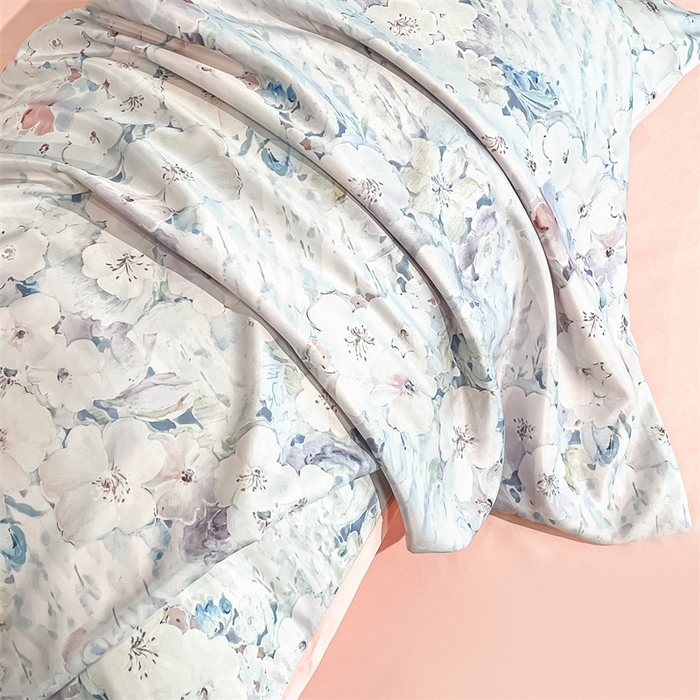 91家纺网 家纺一手货源 找家纺 笙意家纺2025新款水洗冰丝数码印花暗盒款四件套 流年