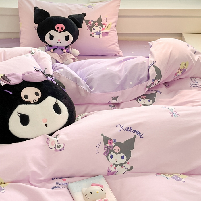 91家纺网 家纺一手货源 找家纺 暮思家居 2025新款正版授权三丽鸥全棉四件套系列四件套 梦幻库洛米