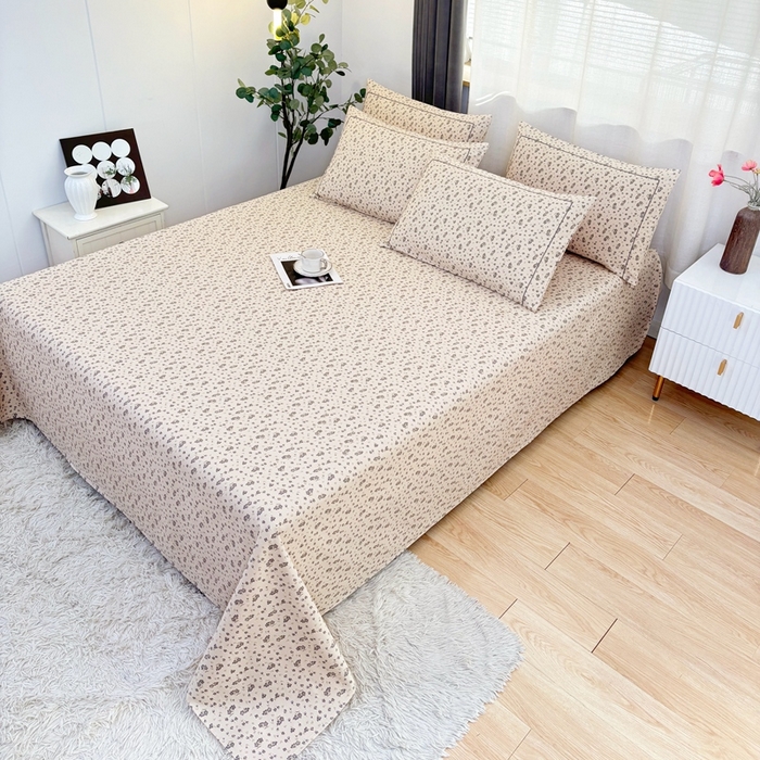 91家纺网 家纺一手货源 找家纺 伊而梦蚊帐 2025新款A类老粗布抗菌床单 灰兰花-米