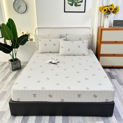 91家纺网 家纺一手货源 找家纺 伊而梦蚊帐 2025新款原棉老粗布床笠 方格狗