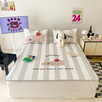 91家纺网 家纺一手货源 找家纺 顾里家纺 2025春夏新款ins卡通大版席凉席席子 趴趴熊