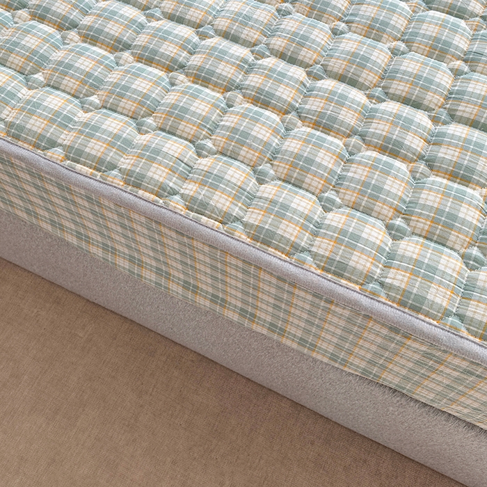 91家纺网 家纺一手货源 找家纺 铭成家纺 2025新款A类亲肤纯棉加厚床笠 简兮绿