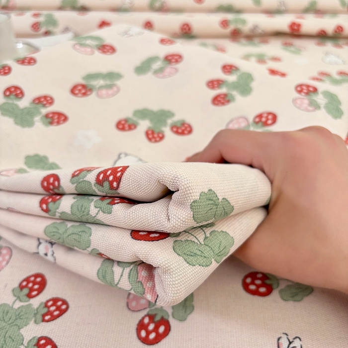 91家纺网 家纺一手货源 找家纺 伊而梦蚊帐 2025新款原棉老粗布床单 草莓兔