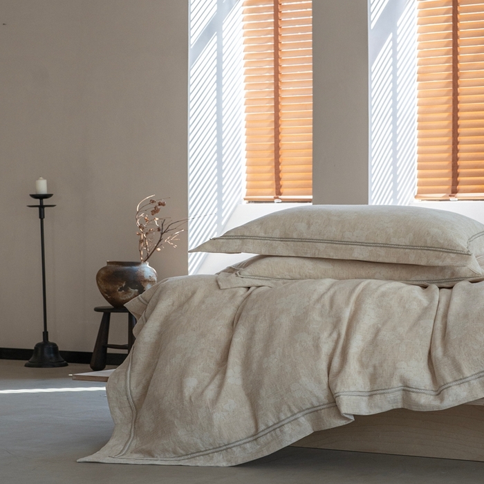 91家纺网 家纺一手货源 找家纺 （总）璞素2025新款棉麻四件套-丁香