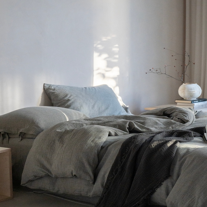 91家纺网 家纺一手货源 找家纺 （总）璞素2025新款全棉色织三层纱四件套-素简