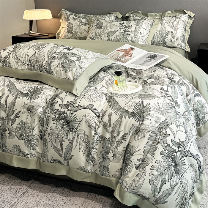 91家纺网 家纺一手货源 找家纺 笙意家纺 2025新款水洗冰丝数码印花宽边四件套 乐微