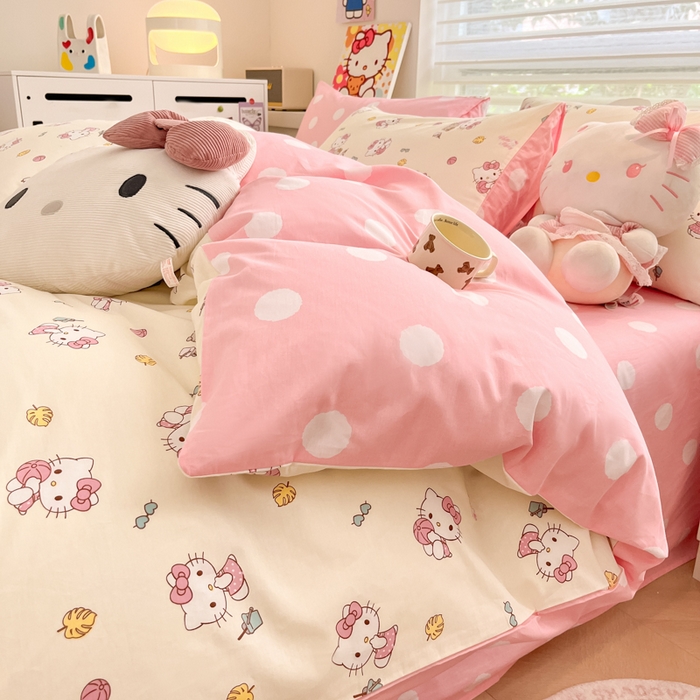 91家纺网 家纺一手货源 找家纺 暮思家居 2025新款正版授权三丽鸥全棉四件套系列四件套 篮球凯蒂