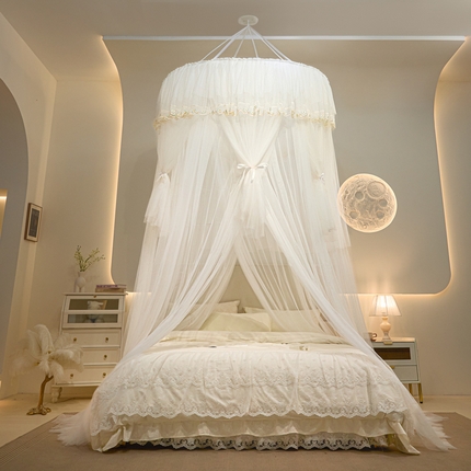 91家纺网 家纺一手货源 找家纺 世婕 2025新款奢华宫廷吊顶蚊帐-幻梦 幻梦白色