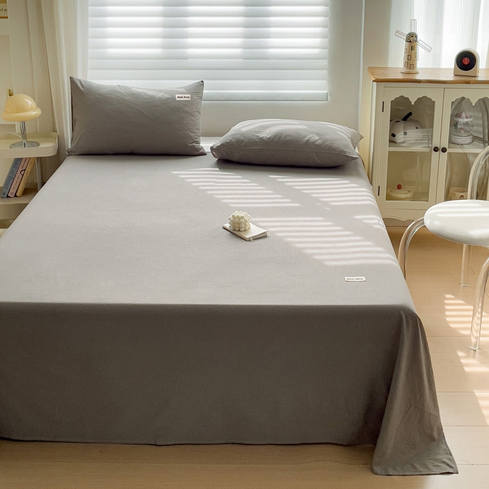 91家纺网 家纺一手货源 找家纺 罗亿家纺 2025新款云感提花双层纱定标minmin(系列)床单 灰色