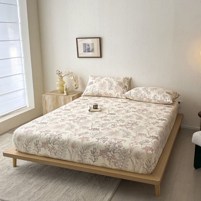 91家纺网 家纺一手货源 找家纺 九亭家纺 2025新款A类全棉老粗布单床笠 繁花-咖