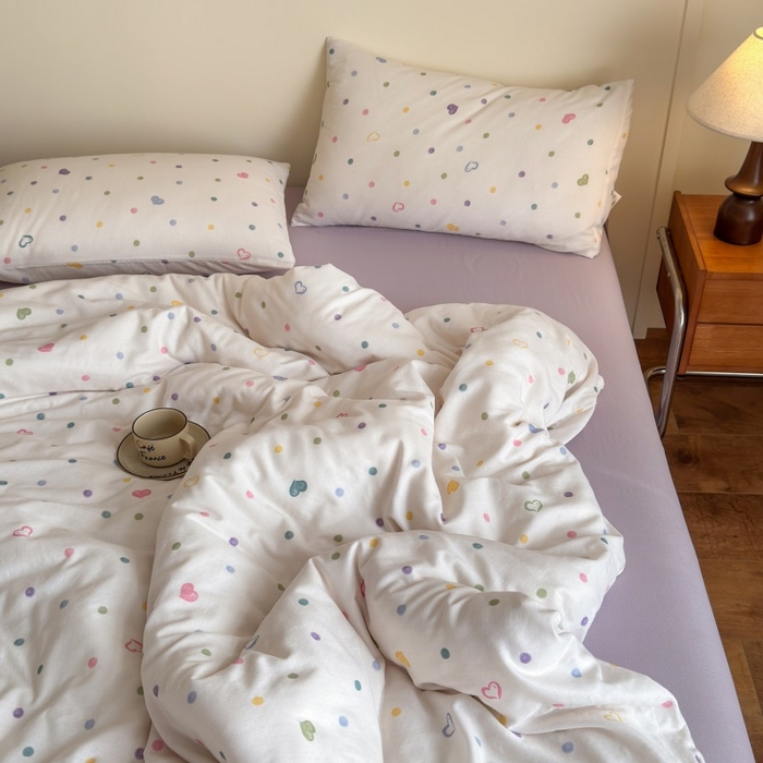 91家纺网 家纺一手货源 找家纺 亿梵家居 2025新款A类母婴级有氧全棉纯棉双层纱纯棉印花四件套-床拍图 彩虹糖