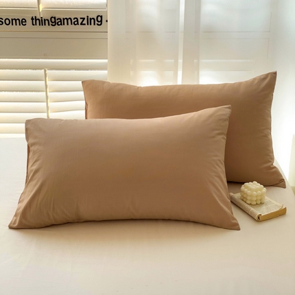 漫时光 2025新款A类40s纯棉水洗棉单品系列-单枕套 奶酪咖
