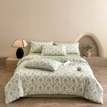 91家纺网 家纺一手货源 找家纺 （总）慕晨 2025新款全棉双层纱四件套莱赛尔纯棉莱赛尔四件套天丝夏季凉感直播