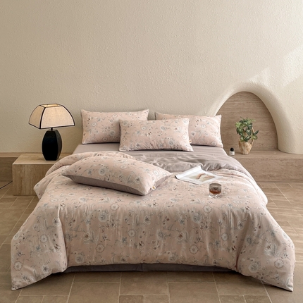 91家纺网 家纺一手货源 找家纺 （总）慕晨 2025新款全棉双层纱四件套莱赛尔纯棉莱赛尔四件套天丝夏季凉感直播