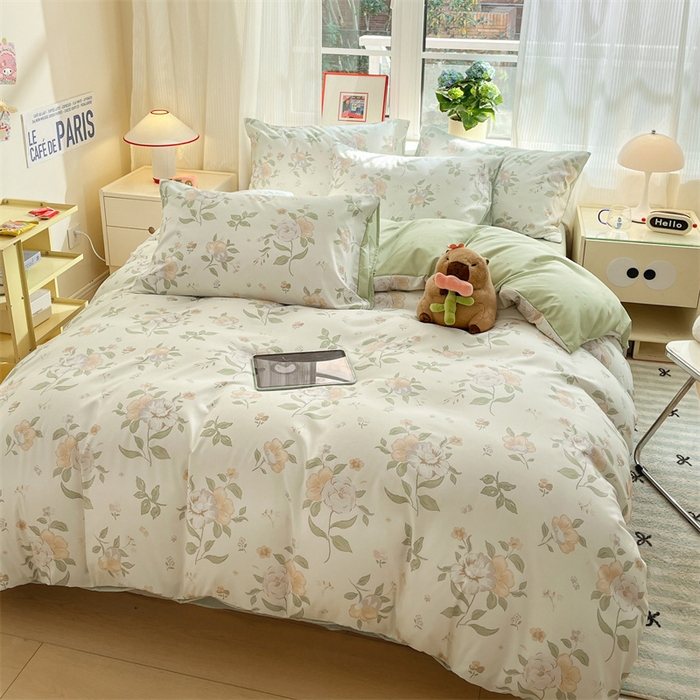 91家纺网 家纺一手货源 找家纺 盛秋家纺 2025新款卡通单被套 铃兰+绿叶