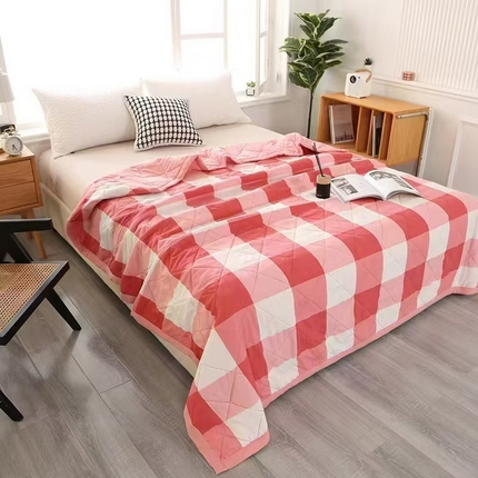 被多多被业  2025新款印花水洗棉夏被 粉大格