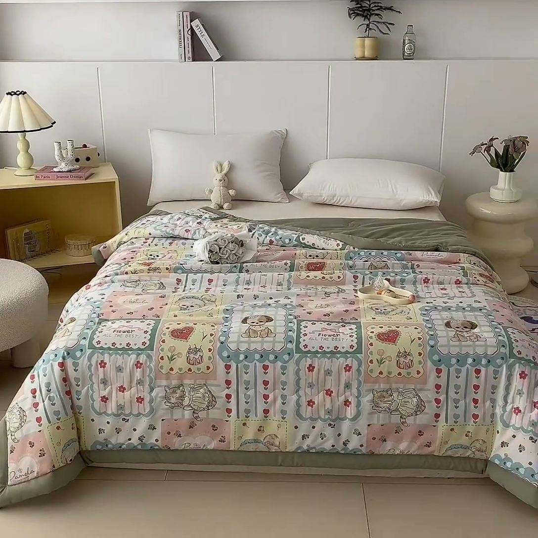 91家纺网 家纺一手货源 找家纺 （总）爱宝被业 2025新款亲肤棉印花100%新疆棉花夏被空调被