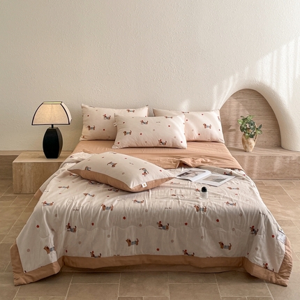 91家纺网 家纺一手货源 找家纺 （总）慕晨 2025新款全棉双层纱四件套莱赛尔夏被莱赛尔夏被四件套天丝夏凉被直播