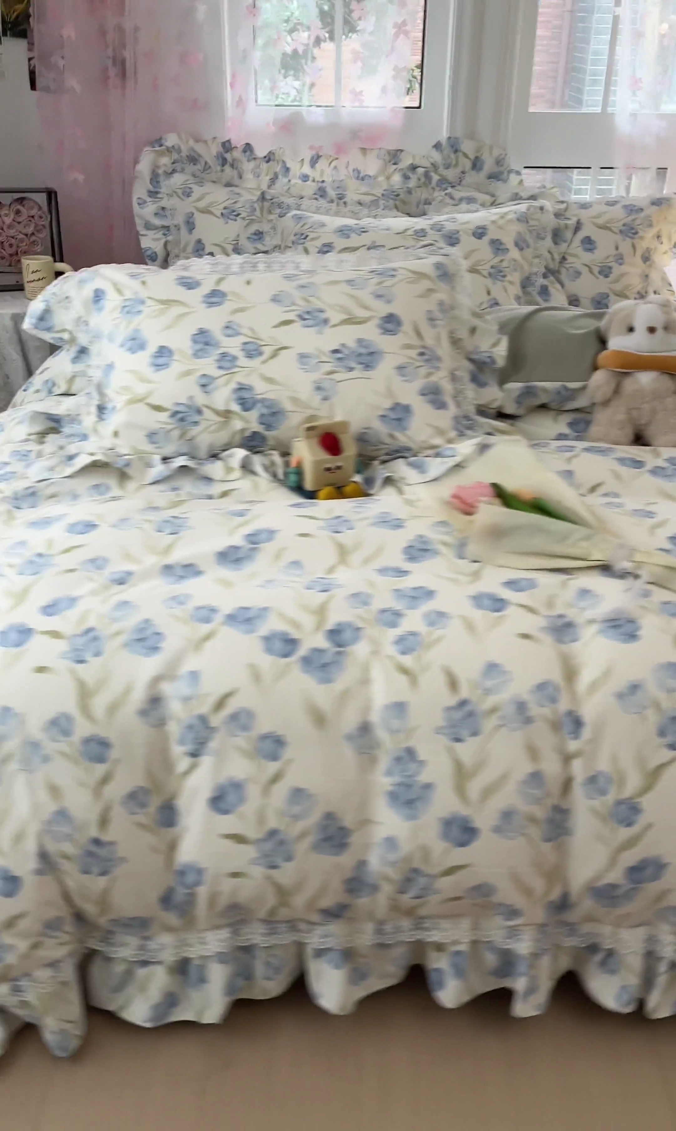 91家纺网 家纺一手货源 找家纺 喜梦缘家纺 2025A类公主风云柔棉工艺款四件套 蓝花梦影