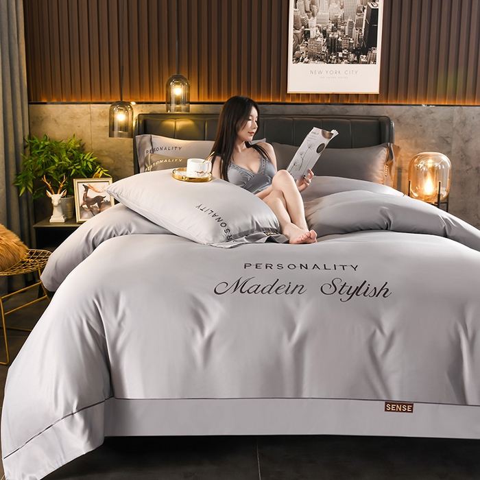 91家纺网 家纺一手货源 找家纺 睡美人 2025新款水洗真丝高端轻奢绣花款四件套-爱娜 爱娜-绅士灰