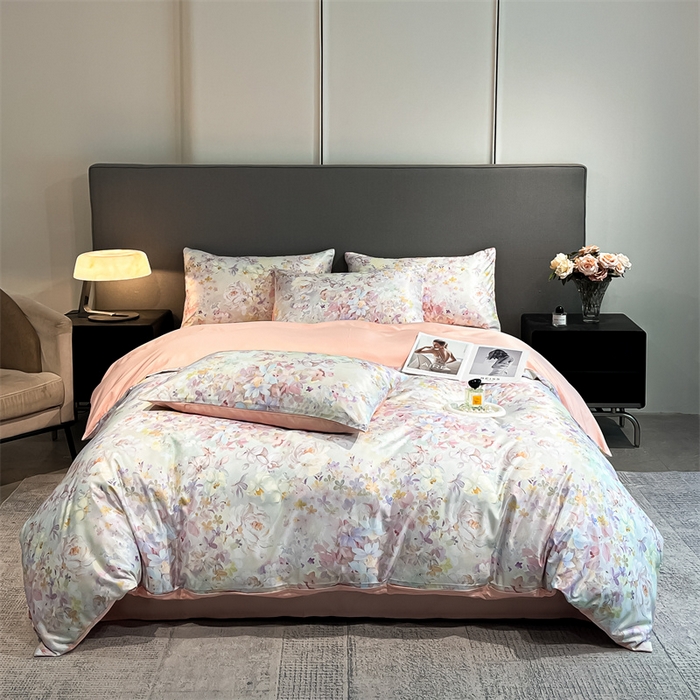 91家纺网 家纺一手货源 找家纺 笙意家纺2025新款水洗冰丝数码印花暗盒款四件套 艾美