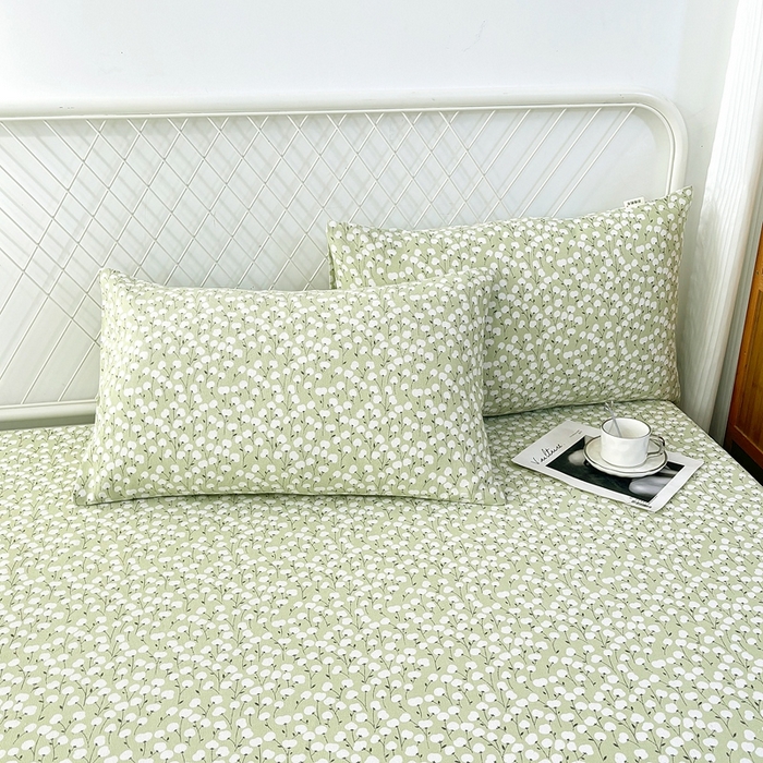 91家纺网 家纺一手货源 找家纺 伊而梦蚊帐 2025新款原棉老粗布床笠 绿棉花