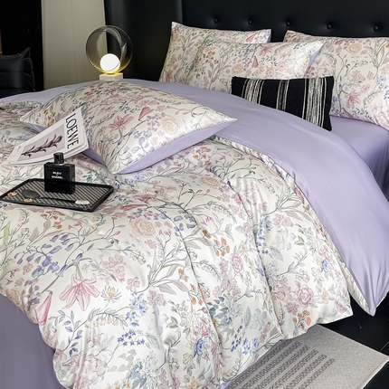 91家纺网 家纺一手货源 找家纺 （总）梦幻之城 2025新款水洗真丝数码印花简易款四件套