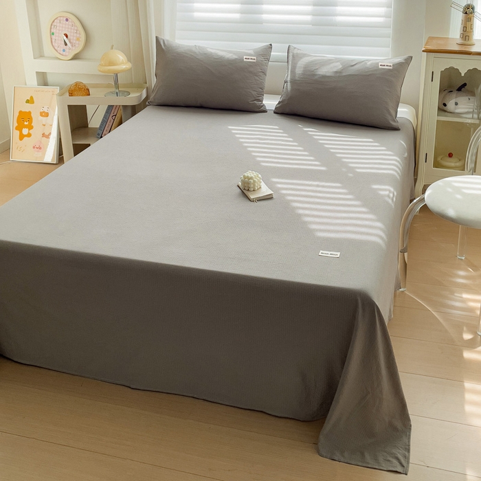 91家纺网 家纺一手货源 找家纺 罗亿家纺 2025新款云感提花双层纱定标minmin(系列)床单 灰色