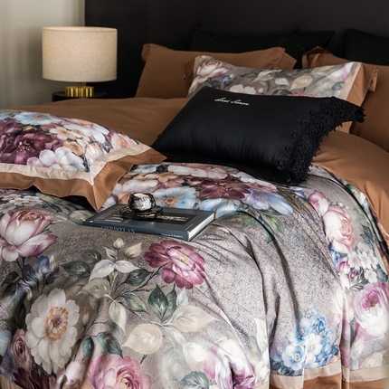 91家纺网 家纺一手货源 找家纺 （总）涞澳家纺 2025新款全棉数码印花宽边四件套