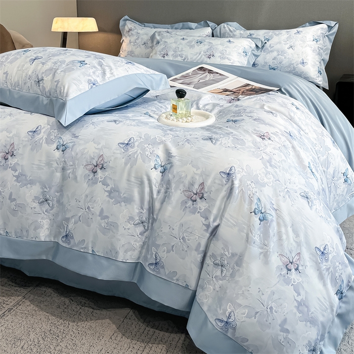 91家纺网 家纺一手货源 找家纺 （总）笙意家纺 2025新款水洗冰丝数码印花宽边四件套