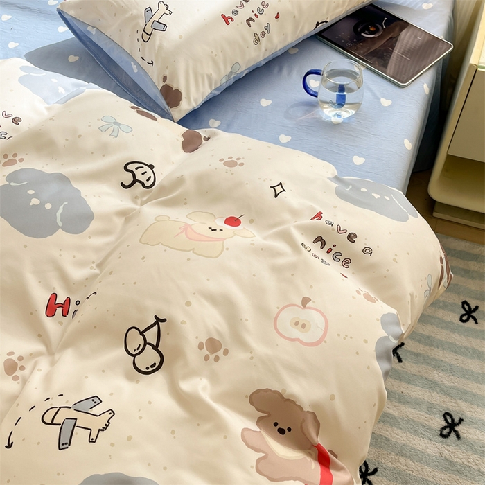 91家纺网 家纺一手货源 找家纺 盛秋家纺 2025新款卡通单被套 开心乐园+蓝爱心