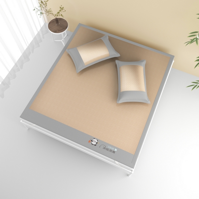 91家纺网 家纺一手货源 找家纺 爱宝被业  2025新款凉感抗菌冰丝席凉席 棕色