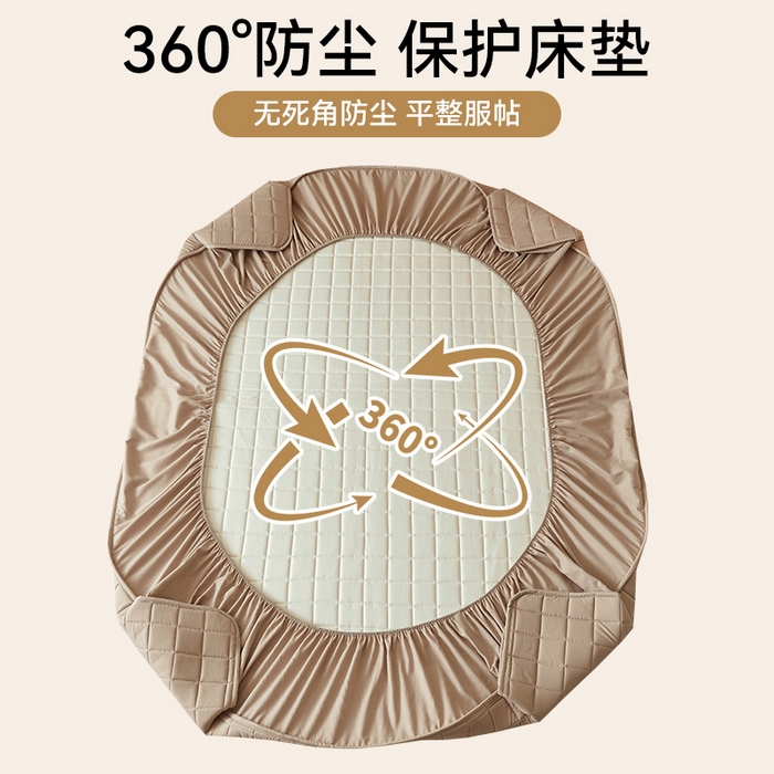 91家纺网 家纺一手货源 找家纺 布卢姆床垫 2025新款原棉A类贴标7A抗菌床笠 方格-棕咖